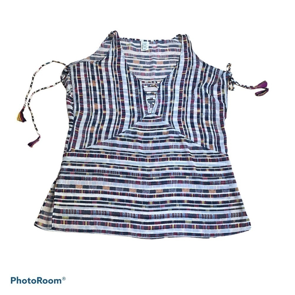 Becca Tassel Cold Shoulder Swim Cover Up XS Multicolor